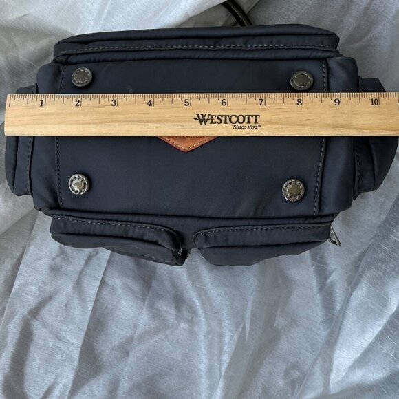 MZ Wallace Kara Satchel Bag Nylon Patent Leather Trim Dual Handle 6 Pockets Gray - Picture 12 of 16